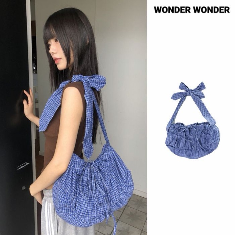 Wonder Wonder Blue Checkered Shoulder Bag